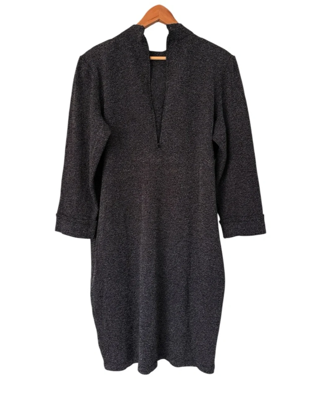 𝅺TOULA Vintage Wool Blend Sweater Dress Cuffed Sleeve Hand Knit Grey *FLAW* - Picture 11 of 16